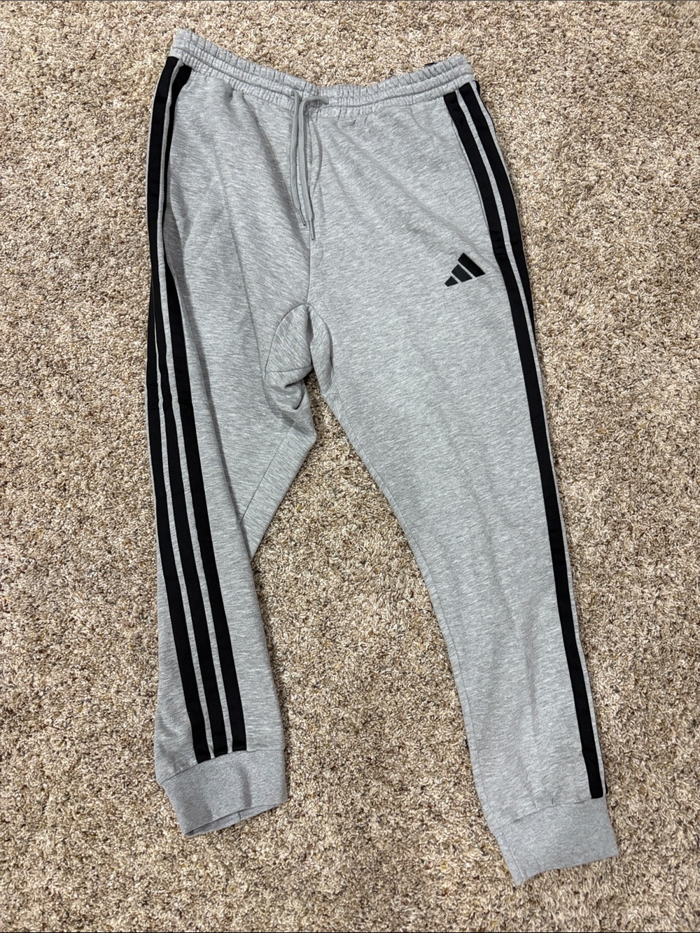 Adidas Gray Jogger Sweatpants with Black Stripes